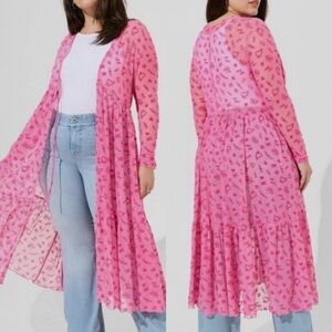Torrid Pink Sheer Cardigan